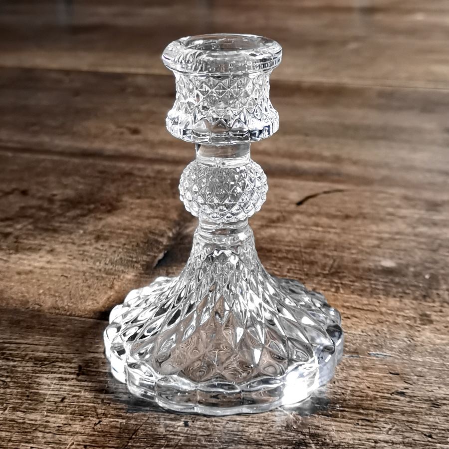 Kerzenhalter aus Kristallglas für Hochzeit mieten – Tischzauber Hochzeitsverleih
