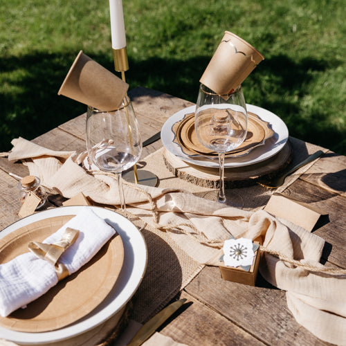 Musselin Tischläufer für Hochzeit mieten