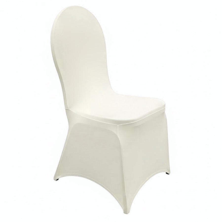 Stuhlhusse Stretch in cremeweiß für Hochzeit mieten