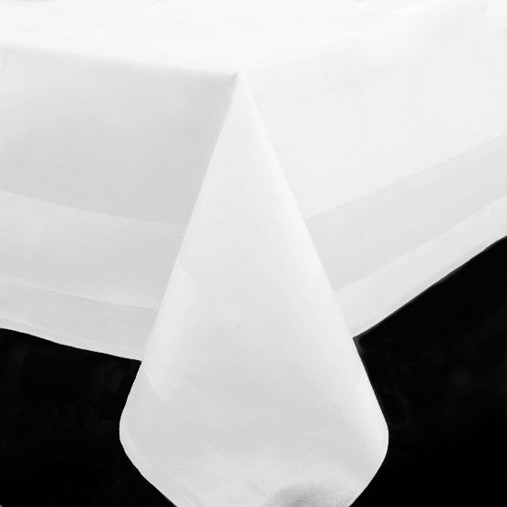 Weiße rechteckige Tischdecke für Hochzeit mieten