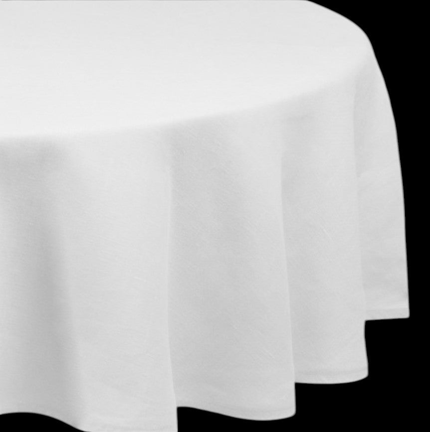 Weiße runde Tischdecke für Hochzeit mieten