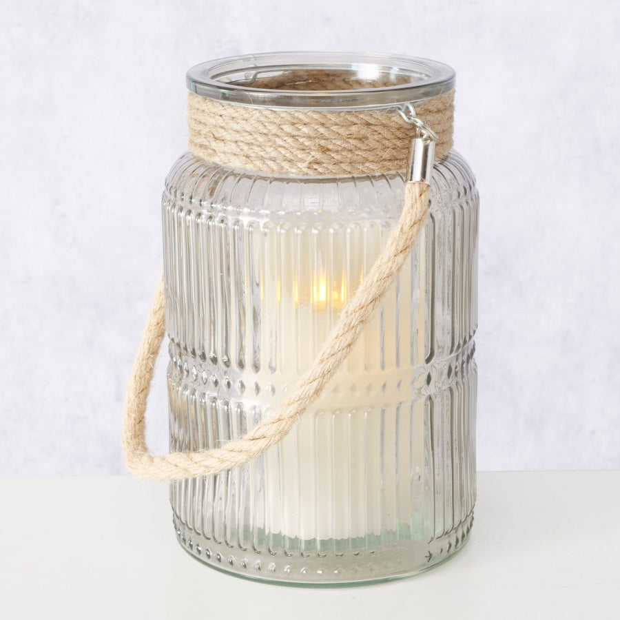 Windlicht 21 cm mit Jute für Hochzeit mieten