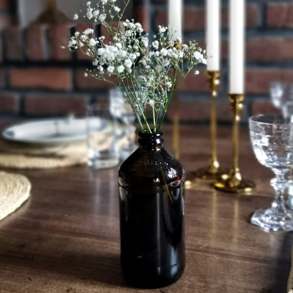 Glasvase, Apothekerflasche in braun für Hochzeitsdeko mieten