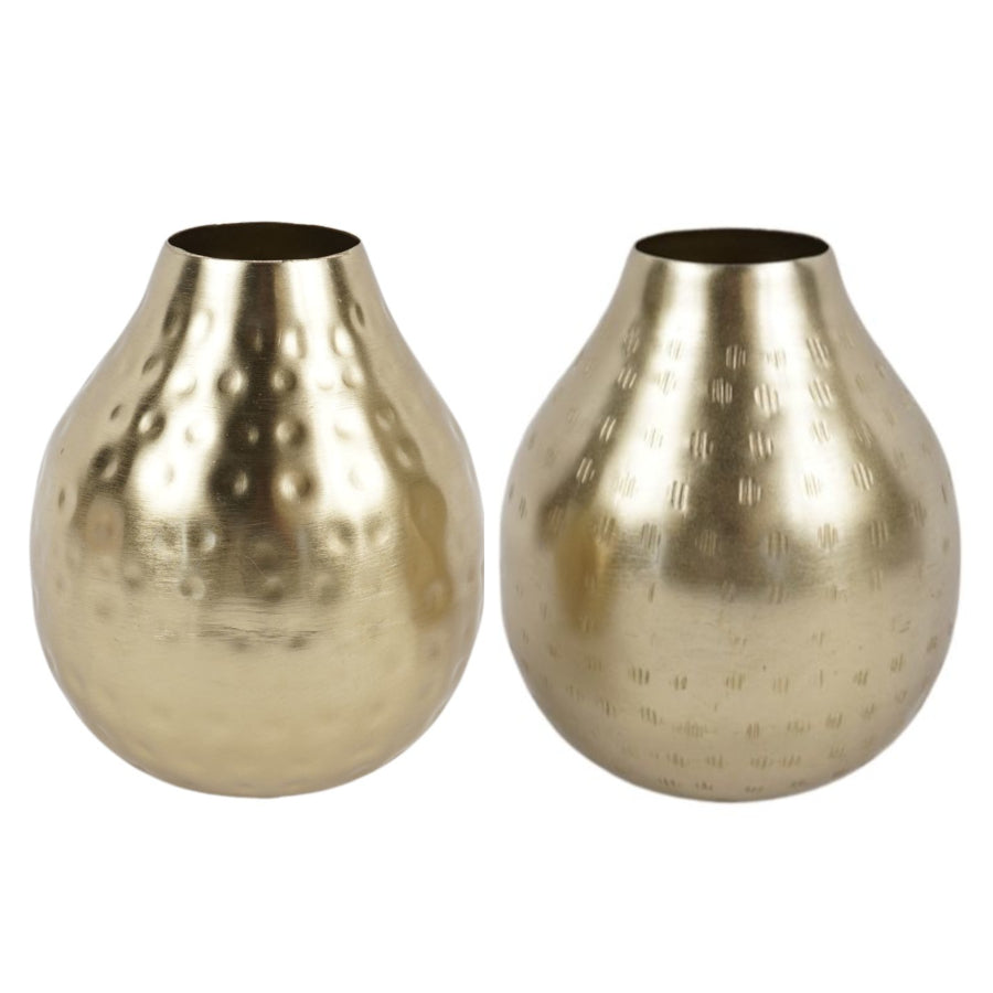 Metallvase gold mit Muster für Hochzeit mieten