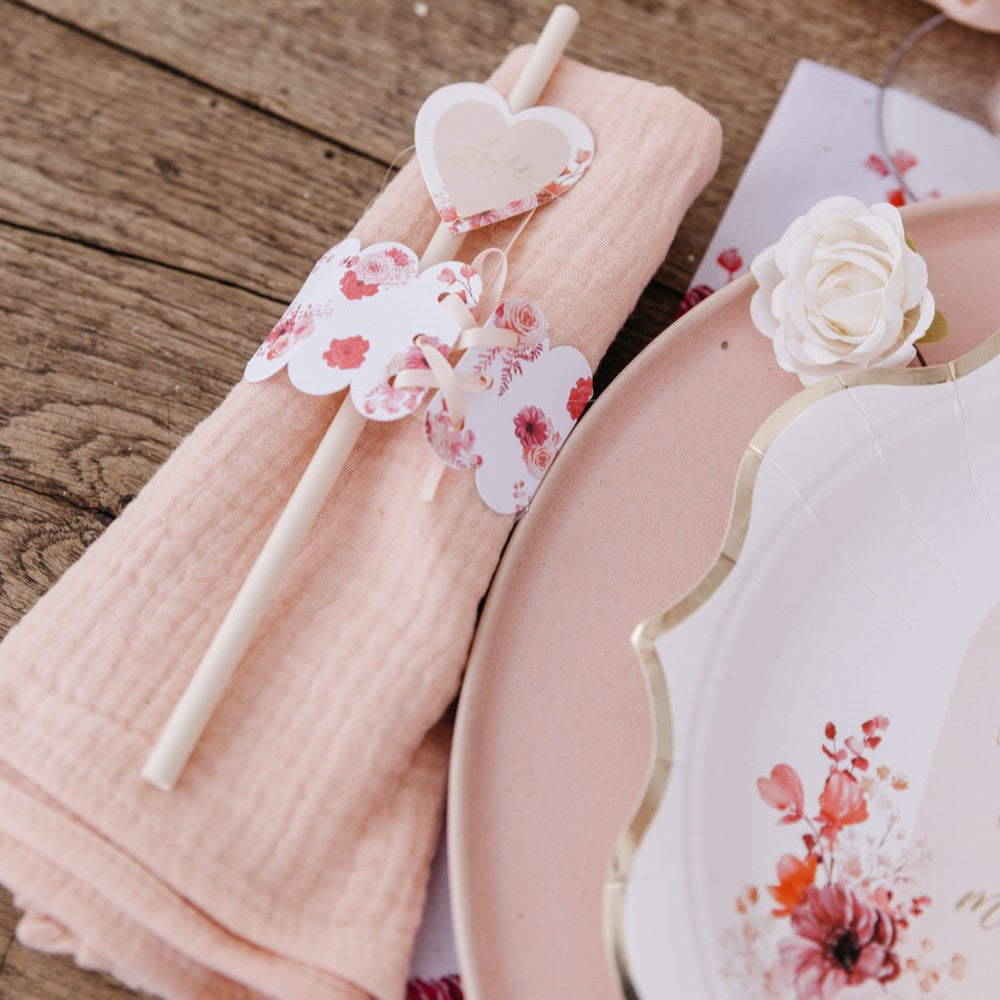 Musselin Serviette Rosa für Hochzeit mieten