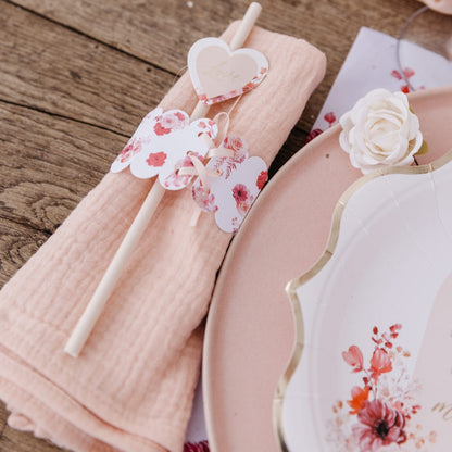 Musselin Serviette Rosa für Hochzeit mieten