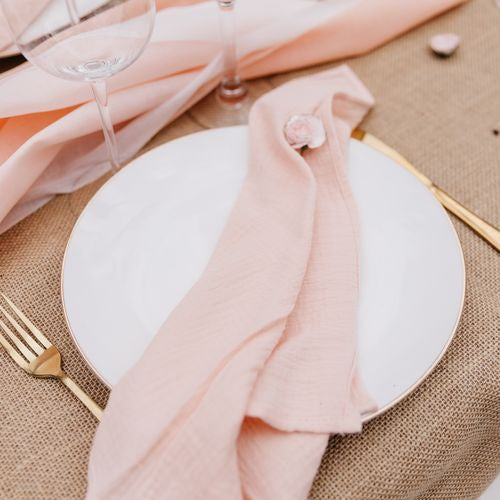 Musselin Serviette Rosa für Hochzeit mieten