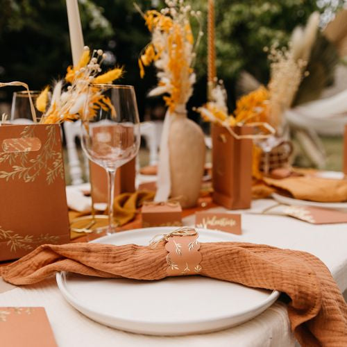 Musselin Serviette Terrakotta für Hochzeit mieten