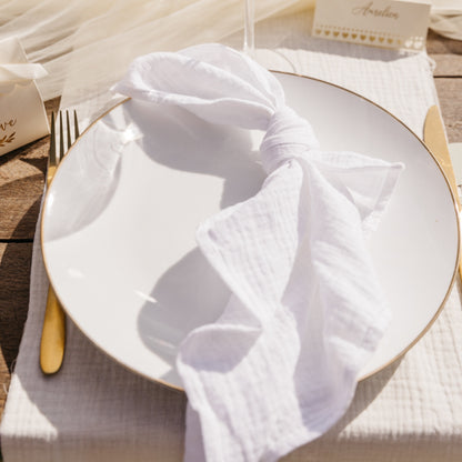 Musselin Serviette weiß für Hochzeit mieten