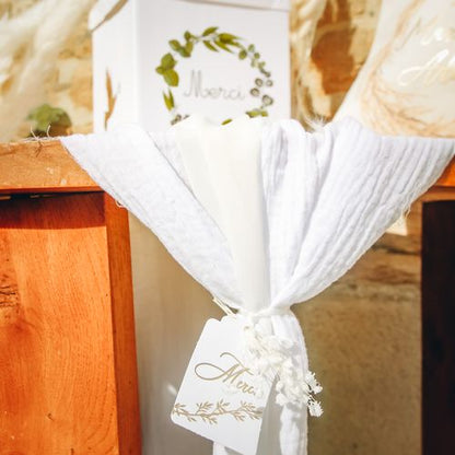 Musselin Tischläufer in Weiß für Hochzeit mieten