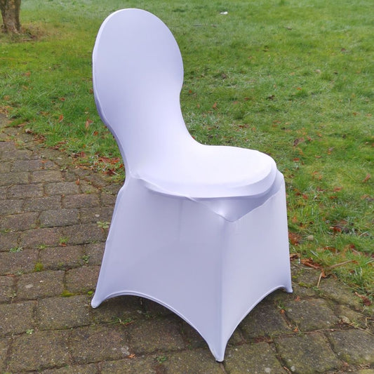 Stuhlhusse Stretch in weiß für Hochzeit mieten