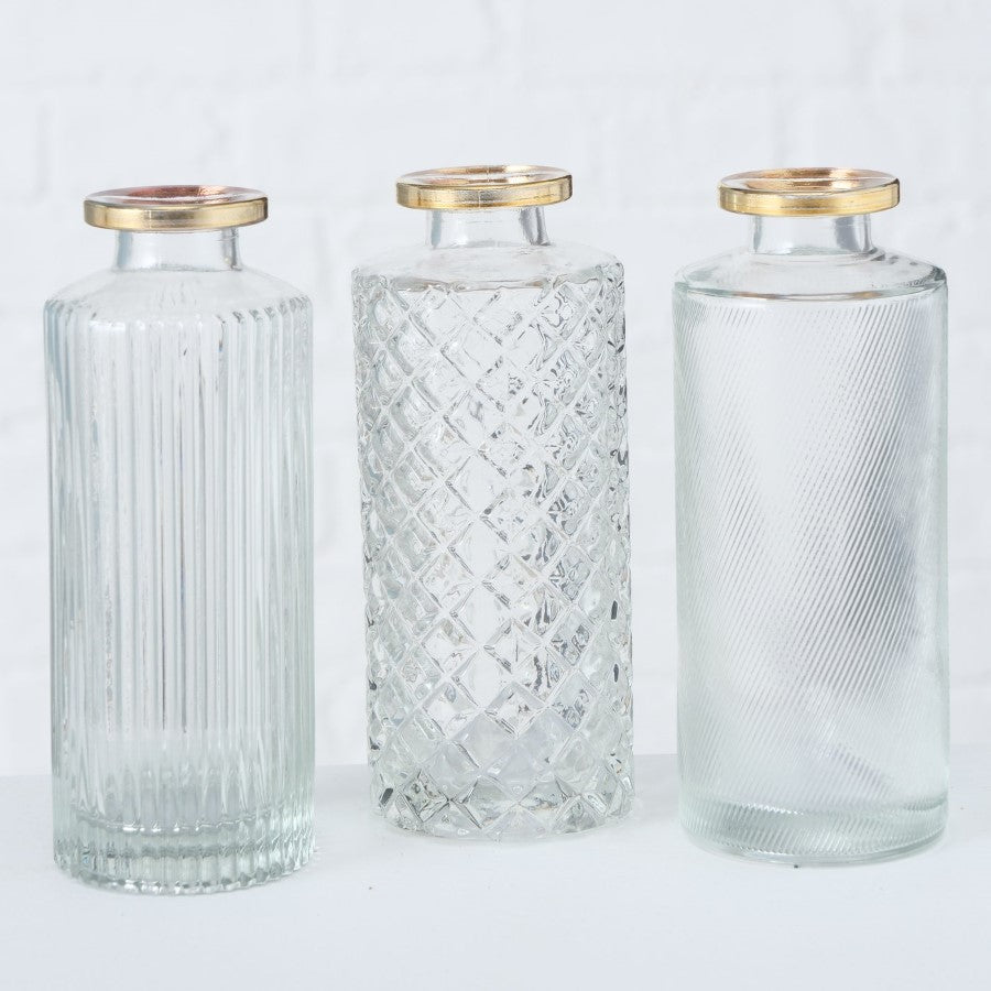 Vasen mit Goldrand 3er Set für Hochzeit mieten