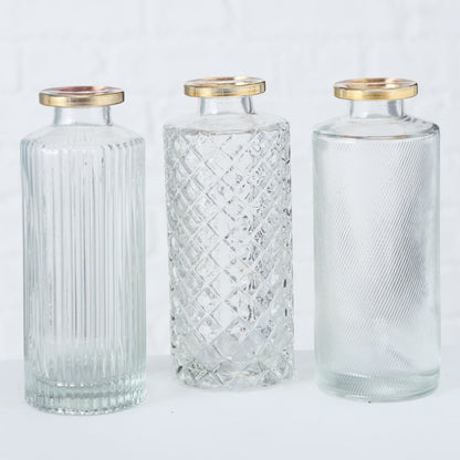 Vasen mit Goldrand 3er Set für Hochzeit mieten