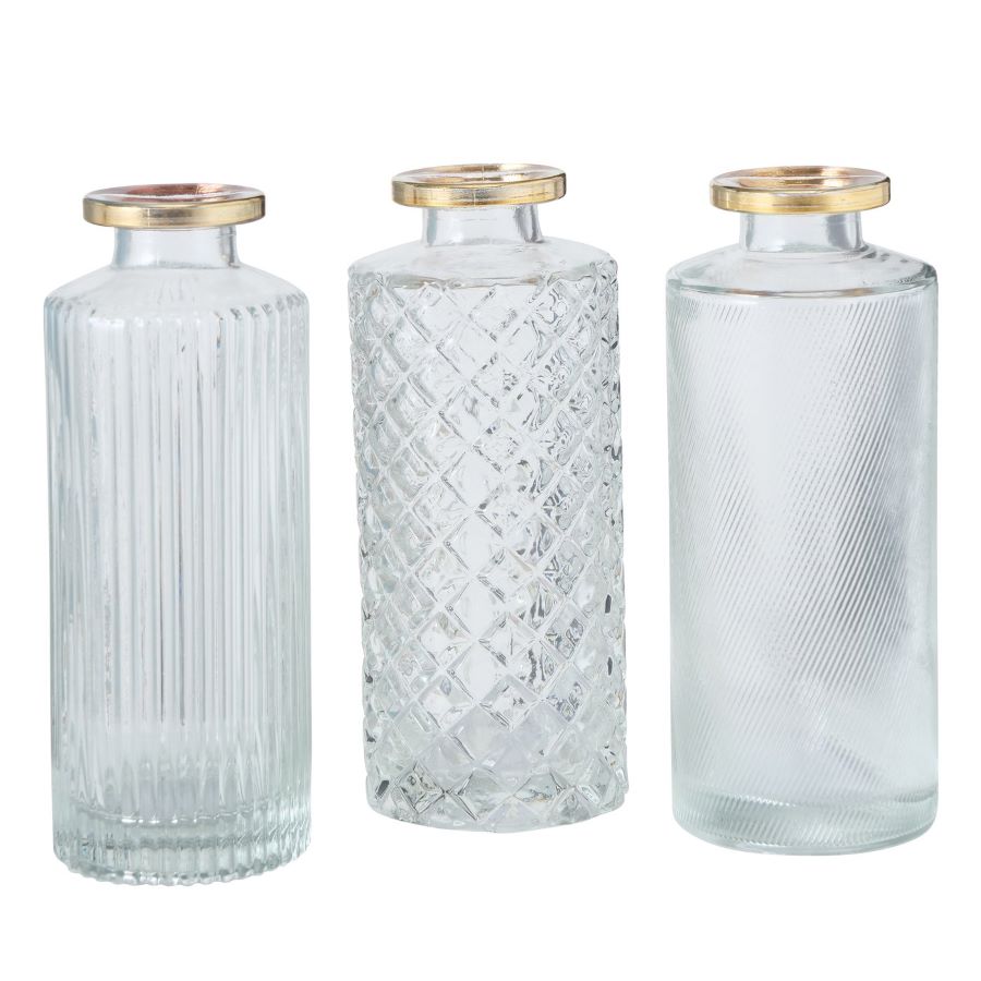 Vasen mit Goldrand 3er Set für Hochzeit mieten