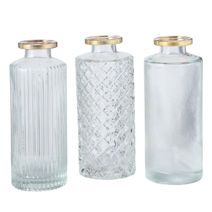 Vasen mit Goldrand 3er Set für Hochzeit mieten
