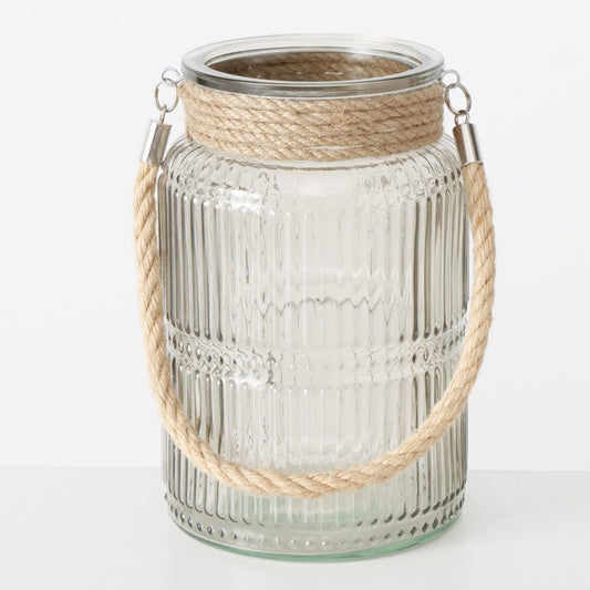 Windlicht 21 cm mit Jute für Hochzeit mieten